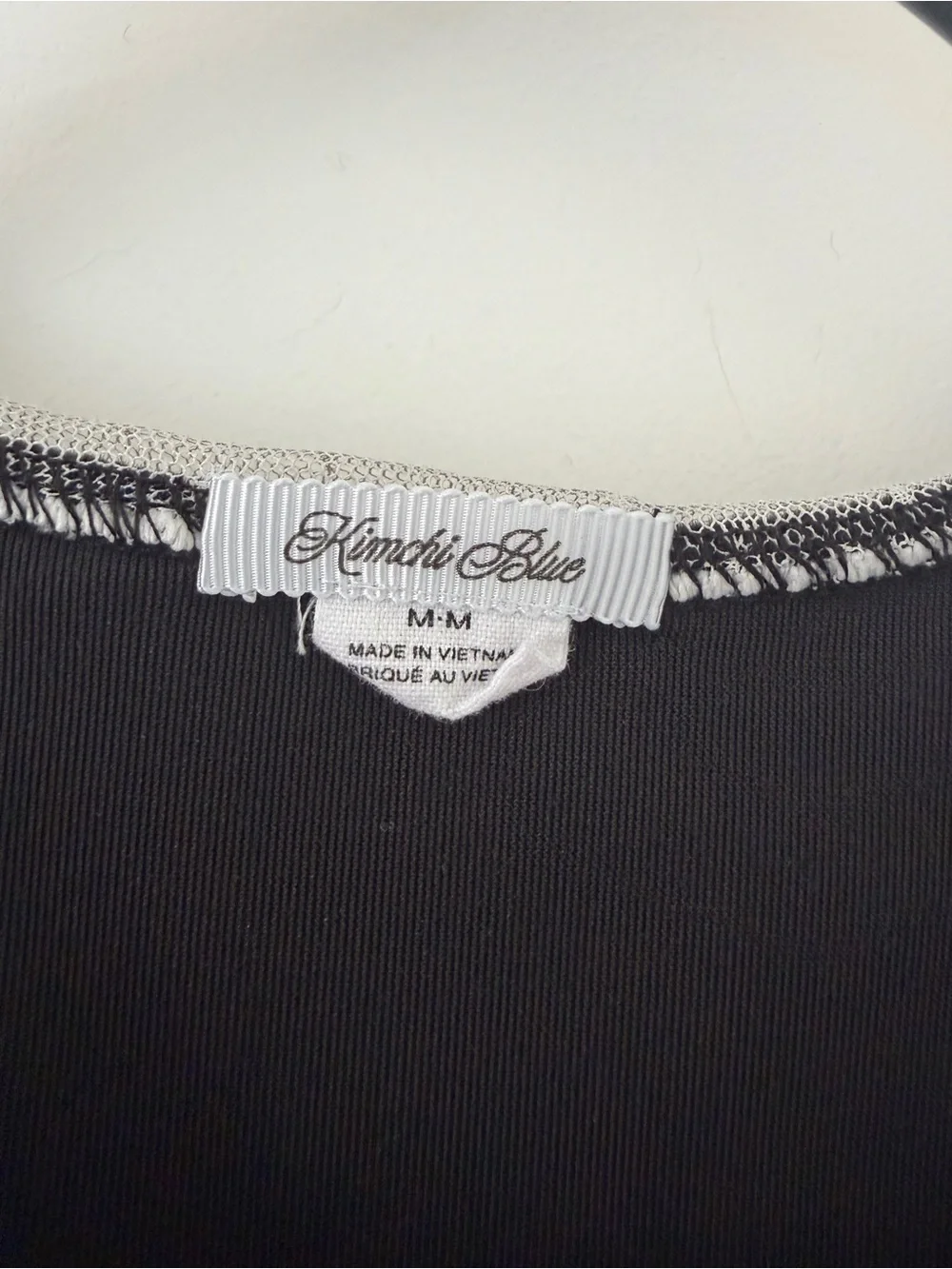Kimchi Blue Black Ribbed Top with Trimmed Neckline - Picture 2 of 4